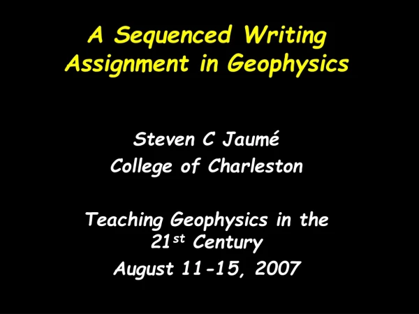 A Sequenced Writing Assignment in Geophysics