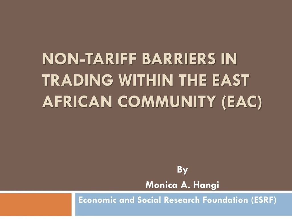 non tariff barriers in trading within the east african community eac