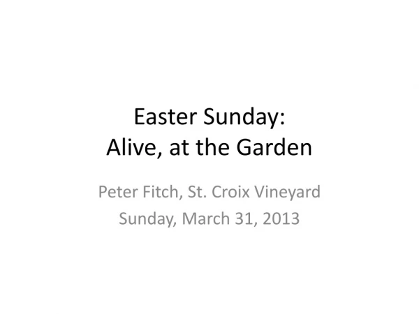Easter Sunday:  Alive, at the Garden