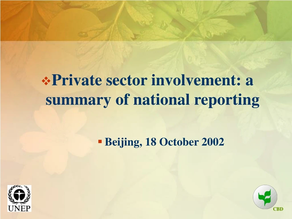 private sector involvement a summary of national