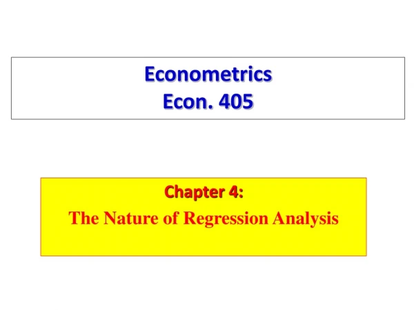 Econometrics Econ. 405