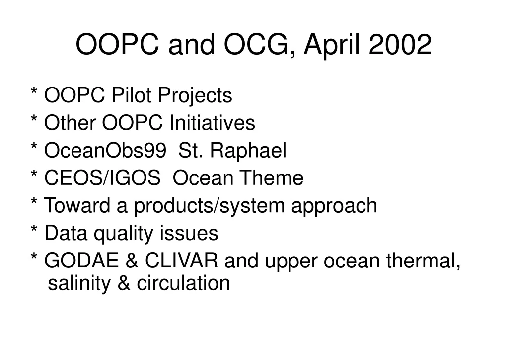 oopc and ocg april 2002