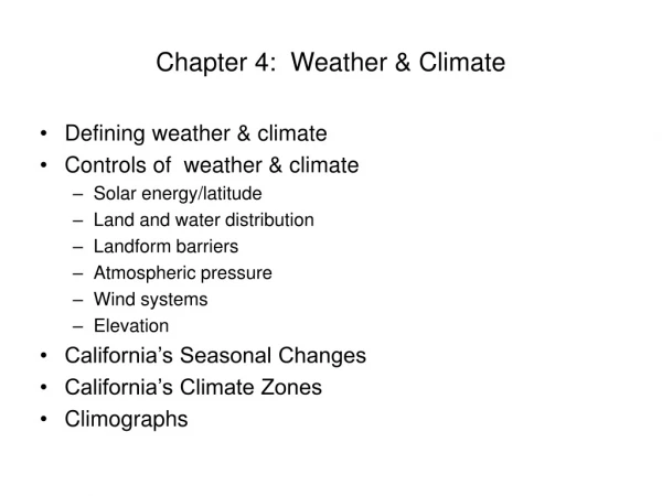 Chapter 4:  Weather &amp; Climate