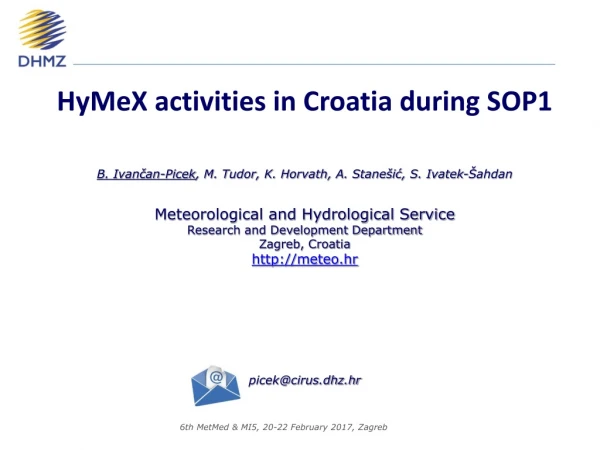 HyMeX activities in Croatia during SOP1