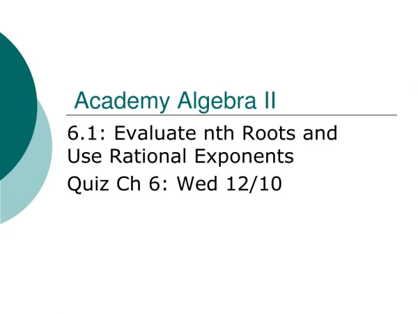 Academy Algebra II