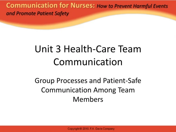 Unit 3 Health-Care Team Communication