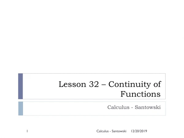 Lesson 32 – Continuity of Functions