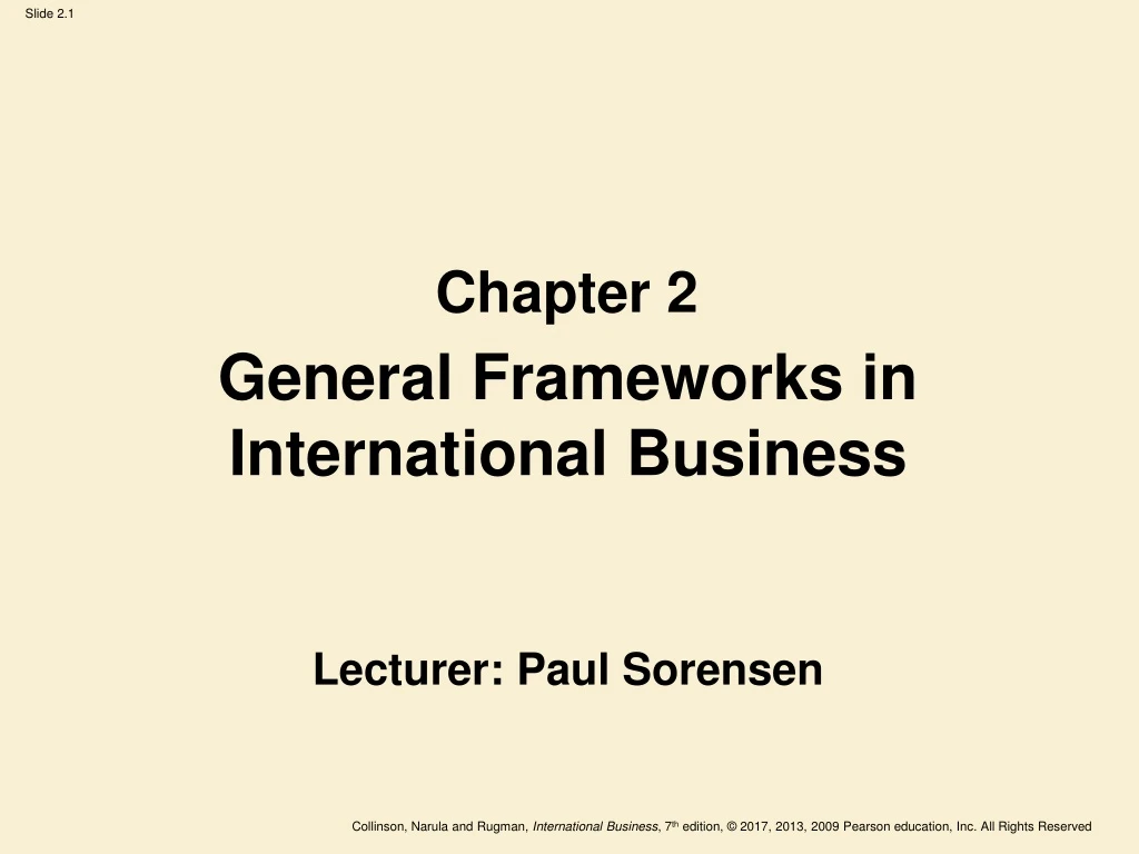 general frameworks in international business