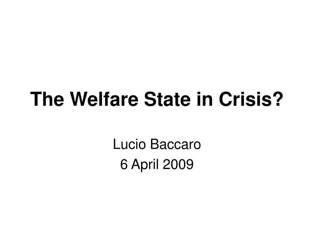 the welfare state in crisis