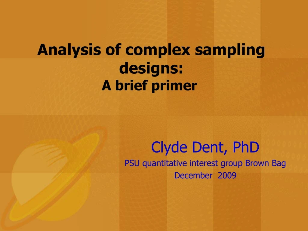 analysis of complex sampling designs a brief primer