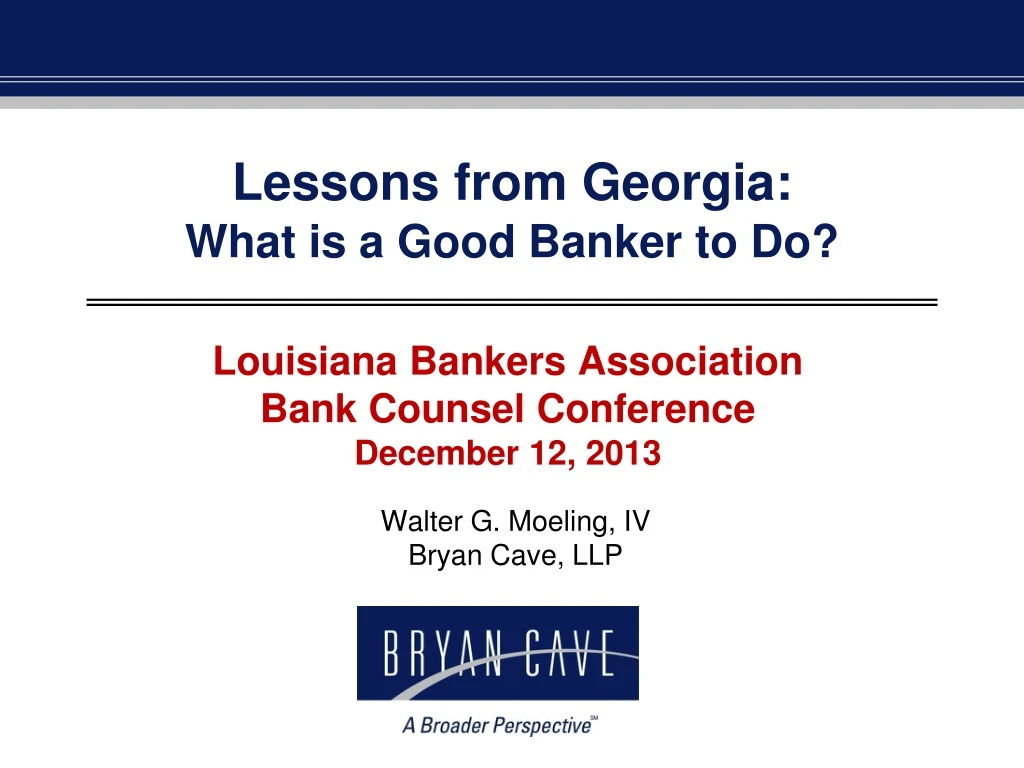 lessons from georgia what is a good banker to do