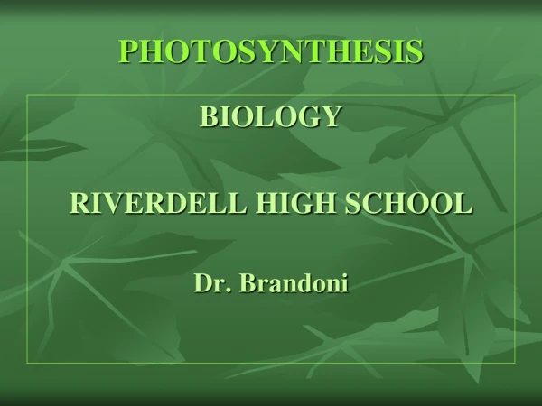 PHOTOSYNTHESIS