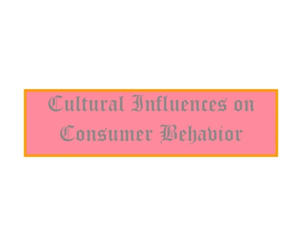 Cultural Influences on Consumer Behavior