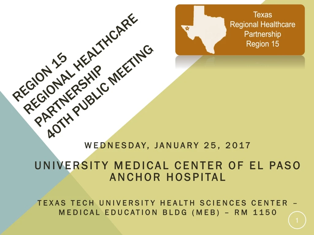 region 15 regional healthcare partnership 40th public meeting