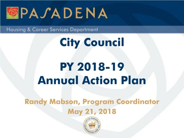 City Council PY 2018-19  Annual Action Plan
