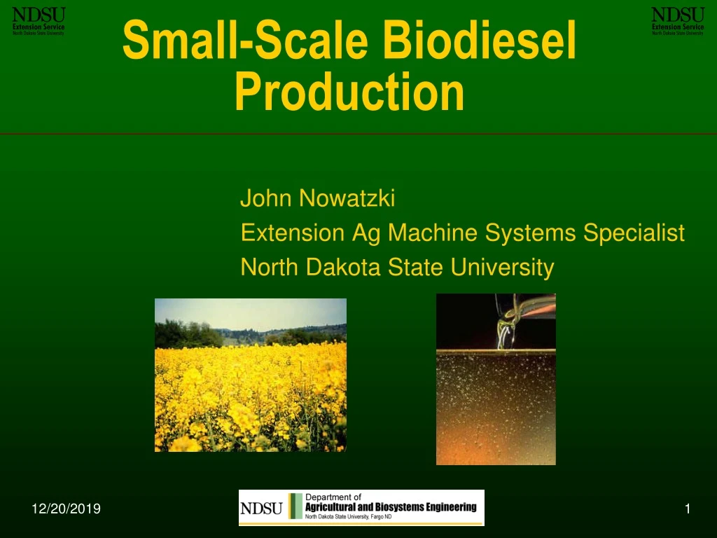 small scale biodiesel production