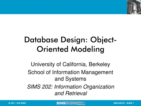 Database Design: Object-Oriented Modeling