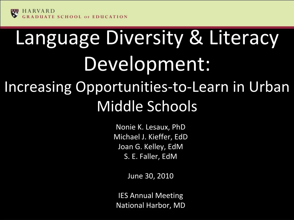 language diversity literacy development increasing opportunities to learn in urban middle schools