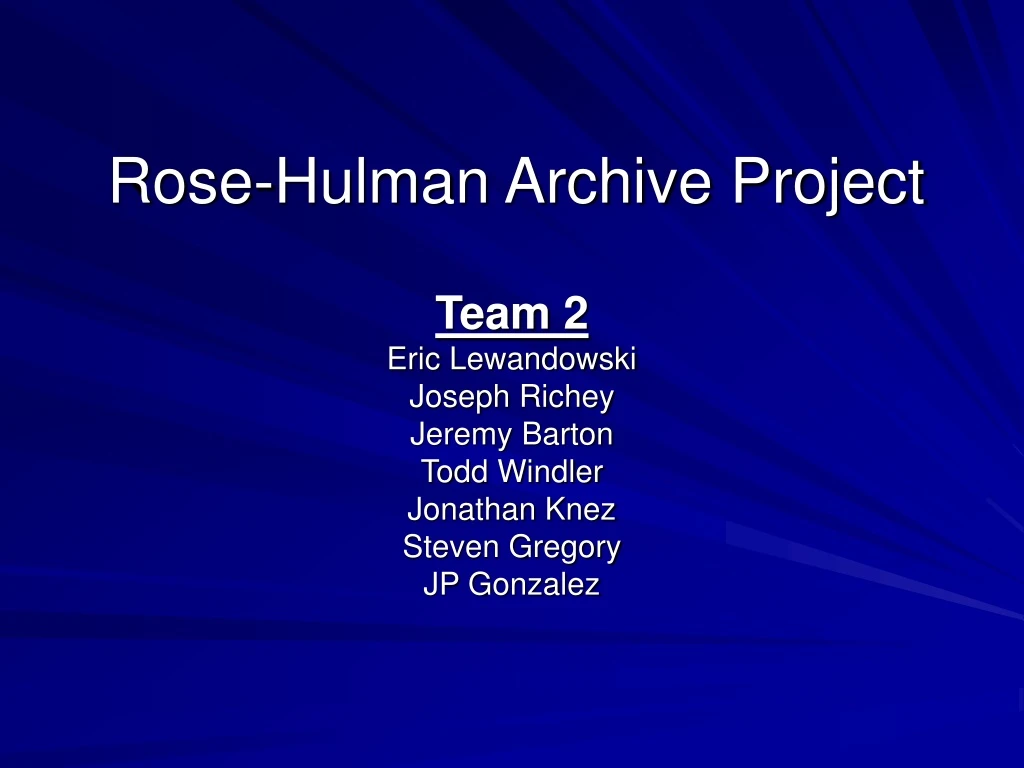 rose hulman archive project