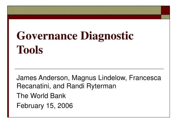 Governance Diagnostic Tools