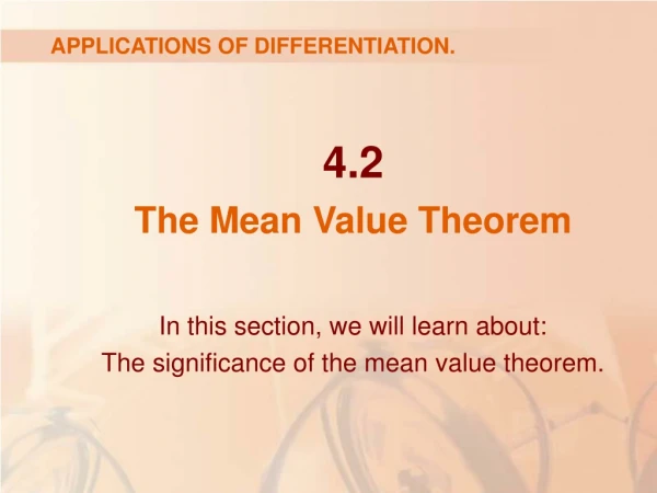 4.2 The Mean Value Theorem