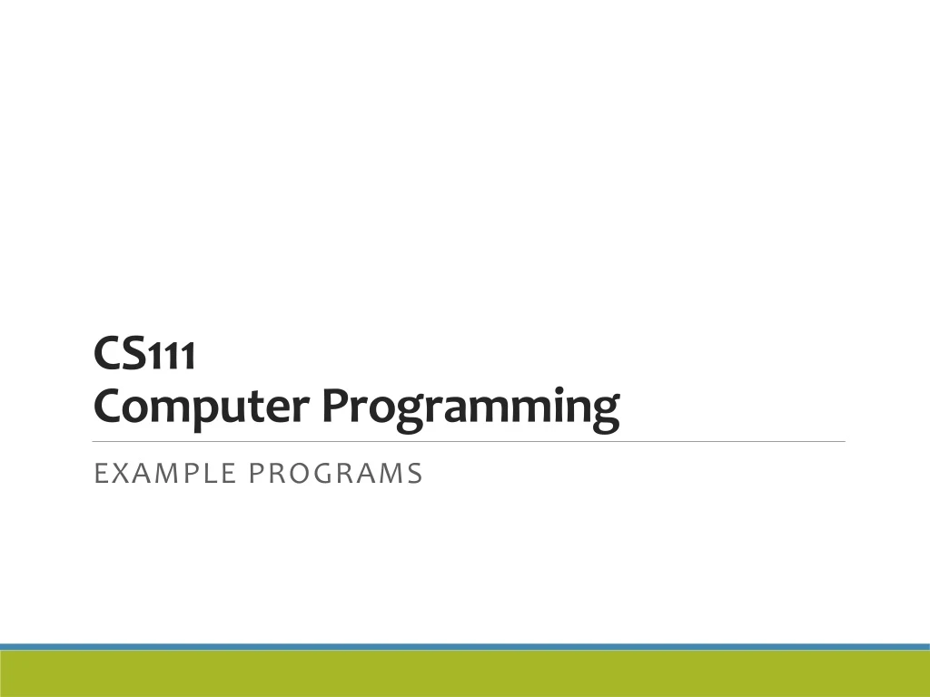 cs111 computer programming