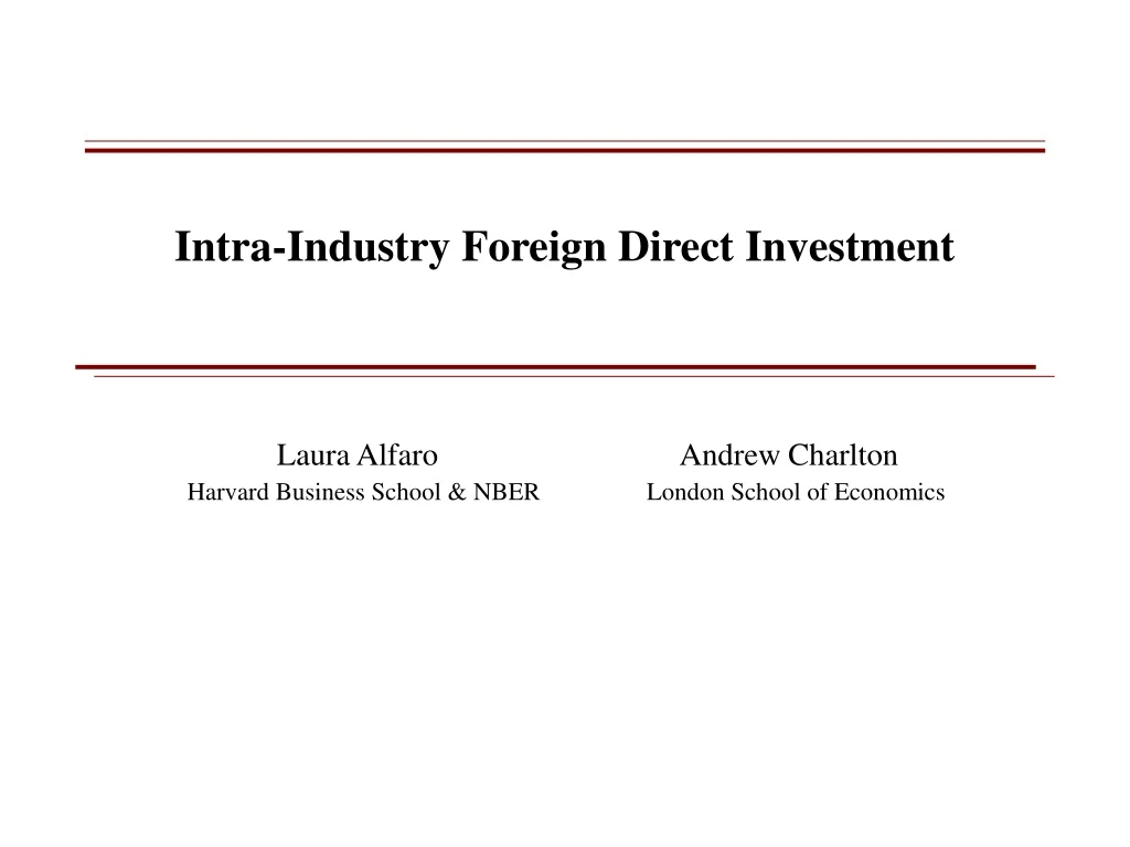 intra industry foreign direct investment