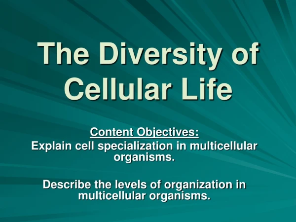 The Diversity of Cellular Life
