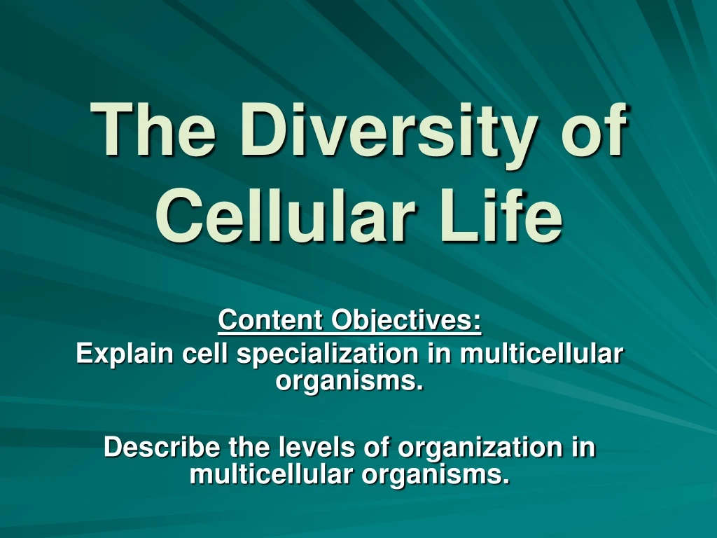 the diversity of cellular life