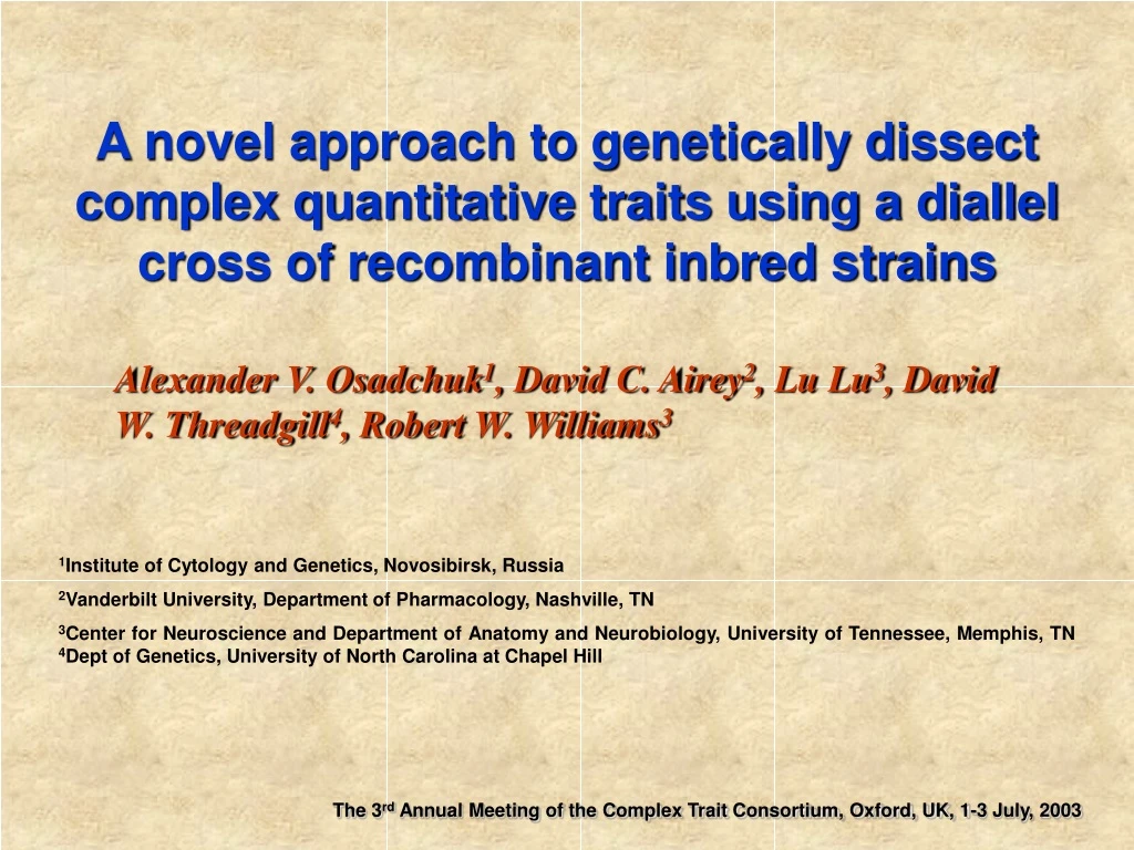 a novel approach to genetically dissect complex