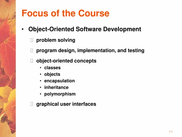 Focus of the Course