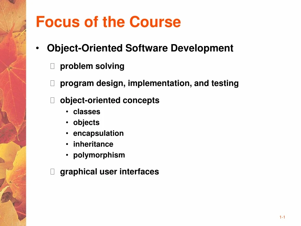 focus of the course