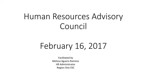 Human Resources Advisory Council February 16, 2017