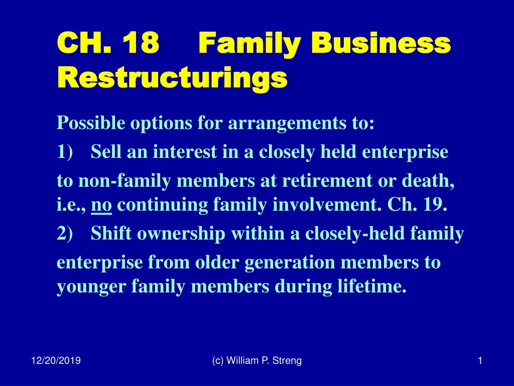 ch 18 family business restructurings