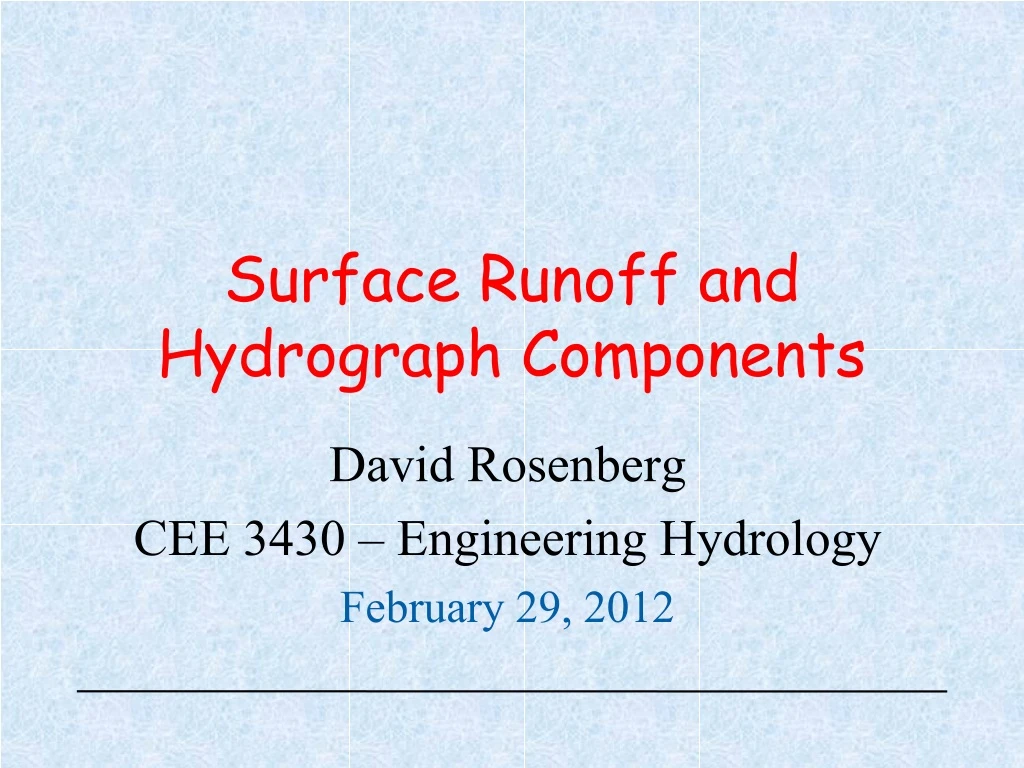 surface runoff and hydrograph components