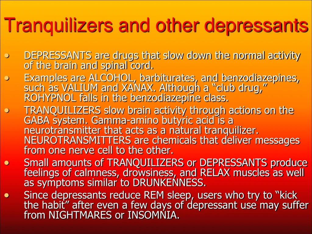 tranquilizers and other depressants