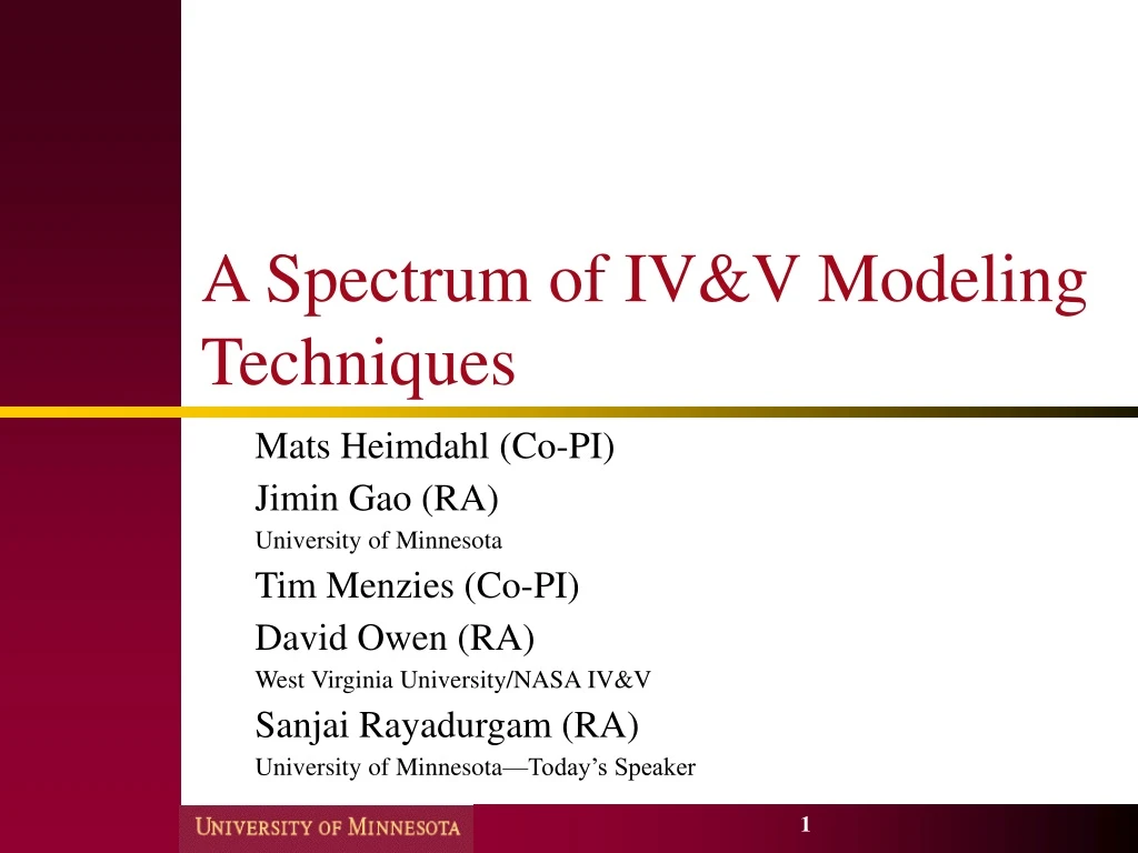 a spectrum of iv v modeling techniques