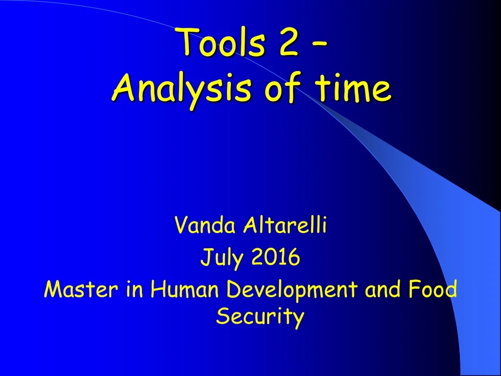 tools 2 analysis of time