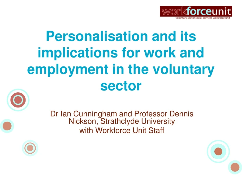 personalisation and its implications for work and employment in the voluntary sector
