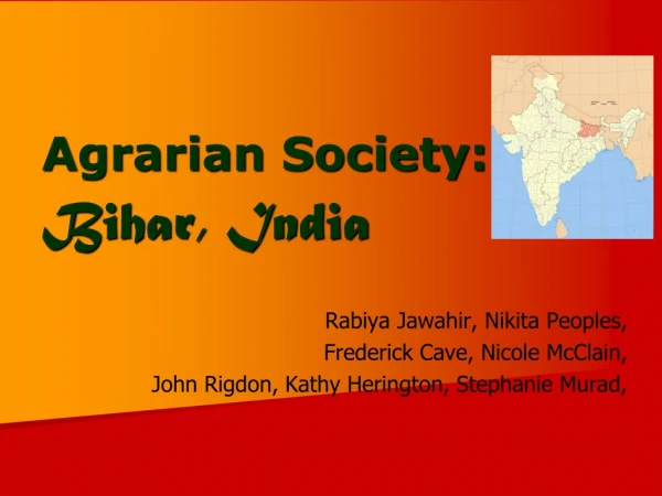 Agrarian Society: Bihar, India