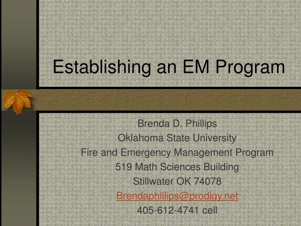 establishing an em program