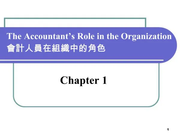 The Accountant s Role in the Organization