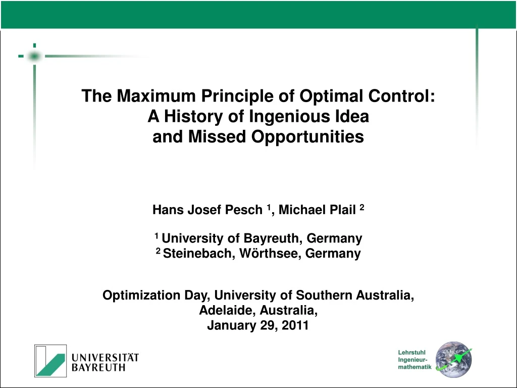 the maximum principle of optimal control