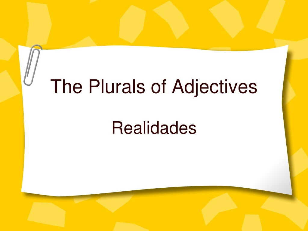 the plurals of adjectives