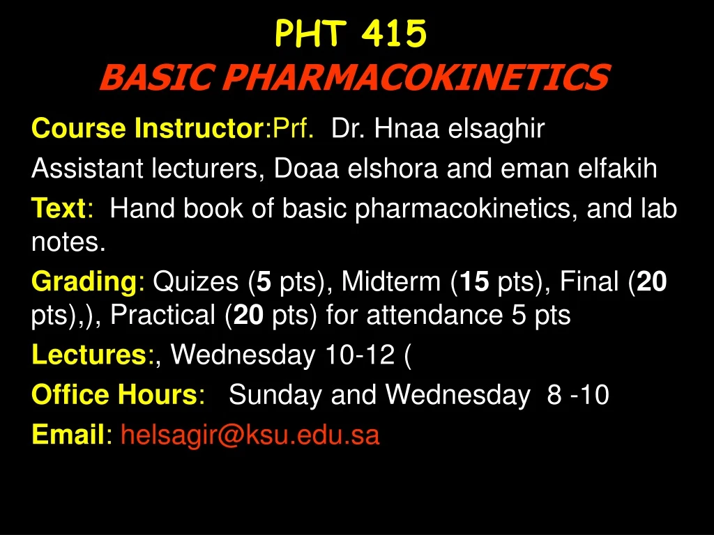 pht 415 basic pharmacokinetics