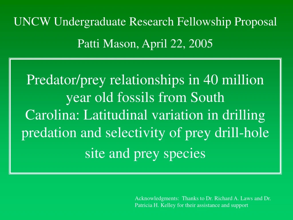 uncw undergraduate research fellowship proposal