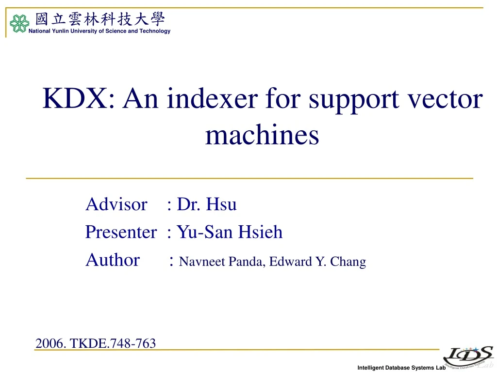 kdx an indexer for support vector machines