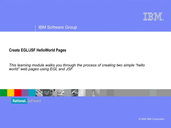 Create EGL/JSF HelloWorld Pages