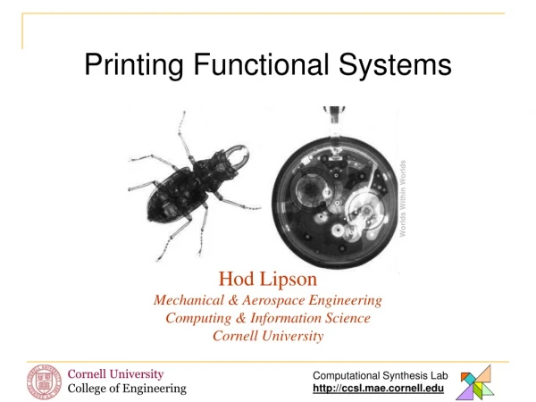 Printing Functional Systems