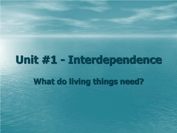 Unit #1 - Interdependence